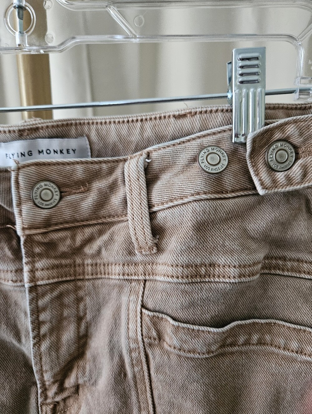 Flying Monkey Wide Leg Tan Denim Jeans Sz 28 🤎 - Picture 4 of 6